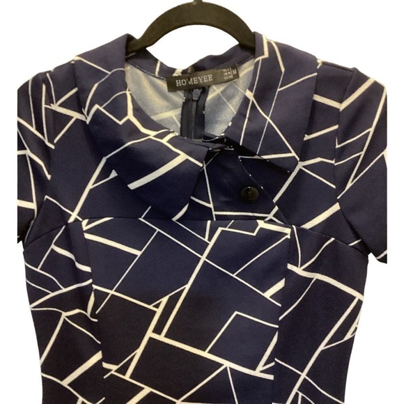 Homeyee Women's Geometric Print Fitted‎ Career Casual Pencil Dress - Size M - Picture 11 of 13